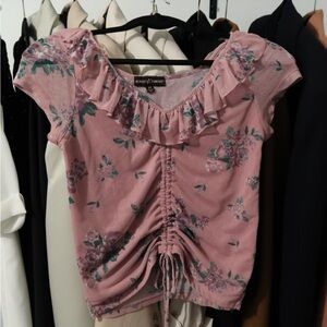Pink Floral Lace Top